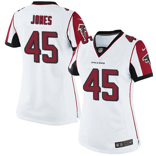 Women's Elite Deion Jones Nike Jersey White Road - #45 NFL Atlanta Falcons